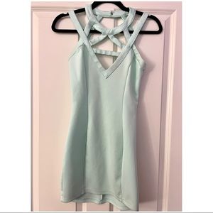 Tobi Strappy Cage Front Mint Bodycon Dress
